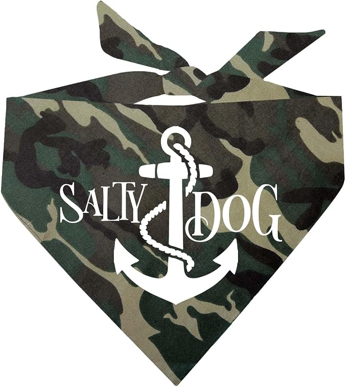 Salty Dog Dog Bandana 100% Cotton Adjustable Triangle Summer Vacation Beach Pool | Camo, X-Small (100)
