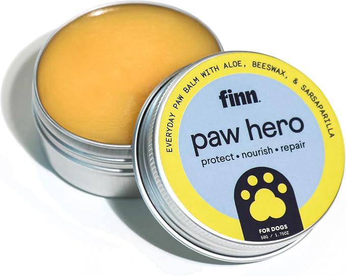 Finn Paw Hero Dog Paw Balm | Hot Pavement Protection | Lick-Safe | 1.75 oz | Olive & Avocado Oil, Beeswax, Aloe & Vitamin E | 7 Natural Ingredients | Repairs Dry, Cracked Pads