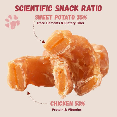 Pawmate Chicken & Sweet Potato Dog Treats, Soft Dog Treats Donut, High Protein Low Fat Natural Dog Jerky Chews for Small and Large Dogs, Puppy & Senior Dog Snacks, 10.6 oz