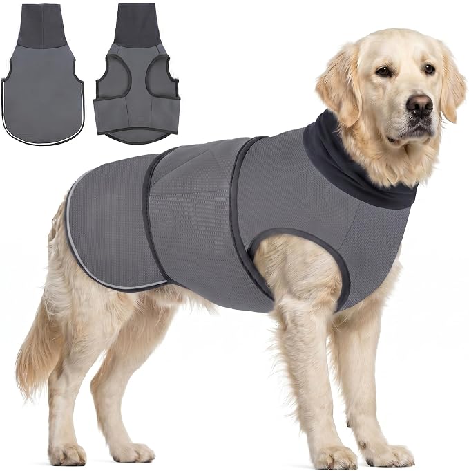 Dog Anxiety Vest, Thunder Jacket for Dogs Anxiety Extra-Large, Breathable Pet Calming Shirt for Fireworks, Thunder, Travel, Separation, Anti-Anxiety Pets Calming Vest with High Collar, XXL