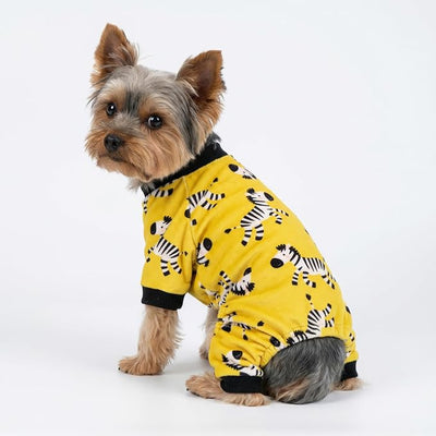 Fitwarm Zebra Dog Fleece Pajamas, Funny Winter Clothes for Small Dogs Boy Girl, Cozy Pet Onesie, Yellow, Black, White, XXL