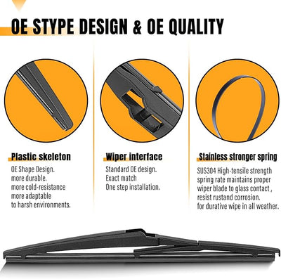 AUTOBOO 11 Inch Rear Wiper Blade Replacement for 2014-2022 Jeep Grand Cherokee, 2012-2017 Toyota Prius V, 2003-2008 Matrix, 2010-2019 Kia Soul - High Performance Original Replacement (Pack of 1)