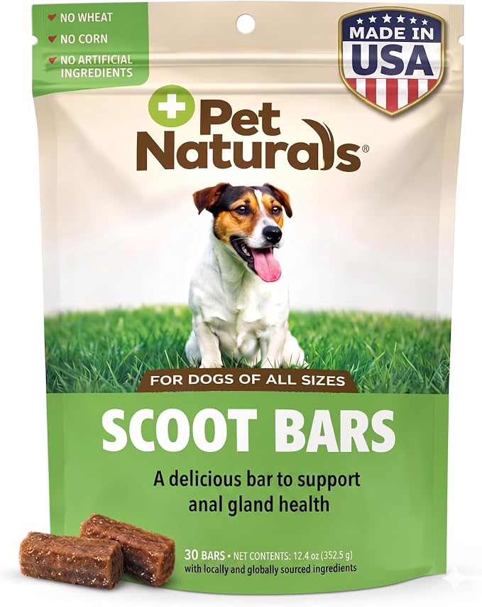 Scoot Bars, Fiber Supplement for Dogs, Pumpkin and Tree Larch Extract, Anal Gland Support, Firm Up Stools, Delicious Fiber Bars, Duck Flavor, 30 Count