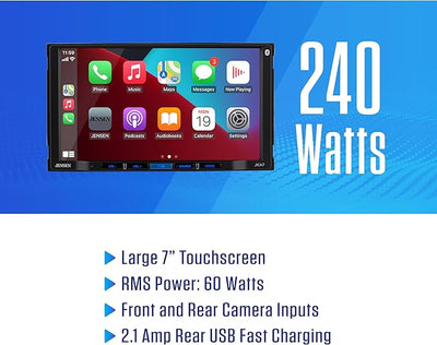 Jensen J3CA7W-BUC 7" Wireless Apple CarPlay Android Auto Stereo, Camera | Backup camera included, wired or wireless Certified Apple CarPlay and Android Auto, 7-inch touchscreen, Bluetooth, USB