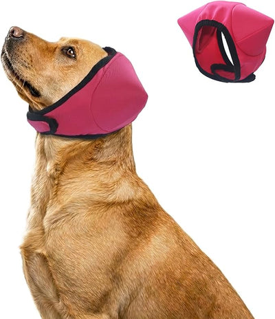 Adhiper Upgrade Dog Ear Muffs Wraps Noise Protection Quiet Ears, Elastic Waterproof Dog Ear Covers for Grooming, Bath, Drying, Swim & Anxiety Relief Reserved Ear Room Design (Red/Medium)