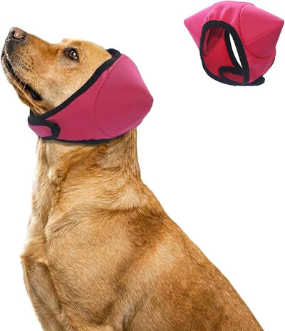 Adhiper Upgrade Dog Ear Muffs Wraps Noise Protection Quiet Ears, Elastic Waterproof Dog Ear Covers for Grooming, Bath, Drying, Swim & Anxiety Relief Reserved Ear Room Design (Red/Large)