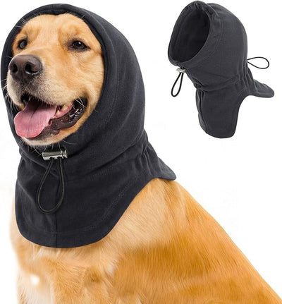 Dog Calming Hoodie Pet Ear Cover, Adjustable Headband for Small Medium Large Dogs, Pet Muffs Head Wraps for Grooming Firework Thunderstorms, Darkgrey XL