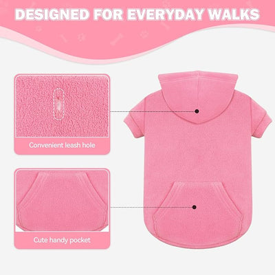 Dog Sweaters for Large Dogs,Dog Hoodie,Warm Fleece Sweatshirt with Hood & Pocket,Leash Hole,Cozy Cold Weather Pet Clothes Sweater Hoodie for Large Dogs(Pink,XL)