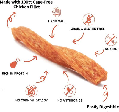LuvChew Chicken Dog Chew Twist Sticks, Puffed Human Grade Chicken Dog Treat Sticks, Rawhide Alternative, Easy to Digest 10pcs/Pack