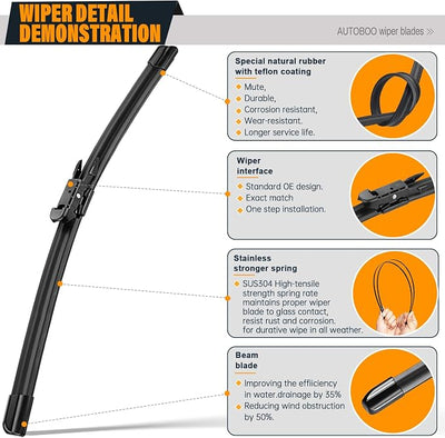 AUTOBOO 24"+21" Windshield Wipers Replacement for Chevrolet Traverse 2012-2017 GMC Acadia Buick Enclave 2005-2010 PONTIAC G6 2008-2011 Buick Lucerne-Original Factory Quality (Pack of 2)