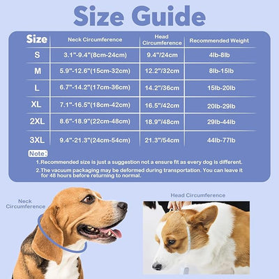 IDOMIK Dog Recovery Collar, Waterproof Soft Dog Cone After Surgery, Comfy Protective Elizabethan Collar Alternative for Dogs Cats, Adjustable Pet Neck Donut Cone Anti-Licking Biting Wounds,Blue,3XL