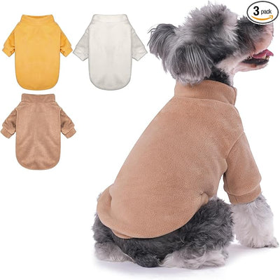 GYALAPERI Dog Sweater, 3 Pack Dog Sweaters for Small Dogs Girl Boy, Ultra Soft Warm Puppy Clothes Dog Coat for Winter (Camel+Beige+Yellow, Small)