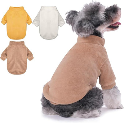 GYALAPERI Dog Sweater, 3 Pack Dog Sweaters for Small Dogs Girl Boy, Ultra Soft Warm Puppy Clothes Coat for Winter (Camel+Beige+Yellow, XX-Large)