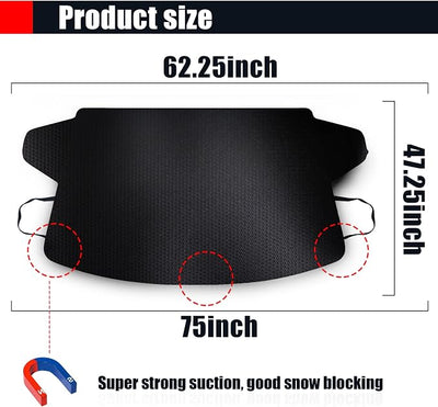 Car Windshield Snow Cover, Upgraded 600D Oxford Fabric Windshield Frost Cover, 75×47 Inch Wind and Snow Protection Kit, Four Seasons Car Windshield Sunshade and Snow Cover, Universal Truck, SUV, Car