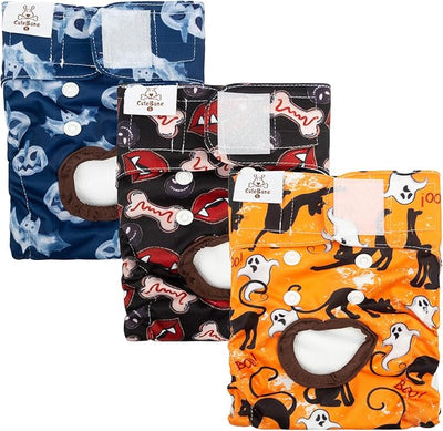 CuteBone Dog Diapers Female Washable Small Medium Large 3 Pack Reusable Doggie Diapers Puppy Period Pants for Doggy Heat Cycle Peeing