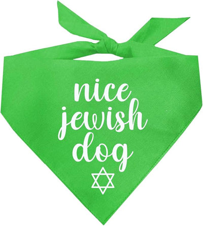 Nice Jewish Dog Bandana | 100% Cotton | Made in USA | Passover | Hanukkah | Yom Kippur | Rosh Hashanah | Jewish Celebration | Bar & Bat Mitzvah | Lime Green, One Size (930)