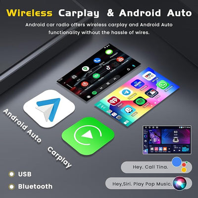 5Ghz WiFi [4G+64G] Android 15 Car Radio for Toyota Yaris Vios 2007-2013 Car Stereo with Wireless Carplay/Android Auto, 9 Inch HD Touch Screen with GPS Bluetooth FM/RDS EQ SWC Backup Camera MIC