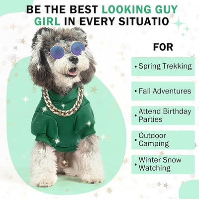 SCENEREAL Dog Hoodie Sweaters for Small Medium Large Size Dogs, Fleece Dog Sweatshirt with Hat and Pocket,Soft Cold Winter All Weather Dog Clothes for S to XL Sized Dogs, Green M