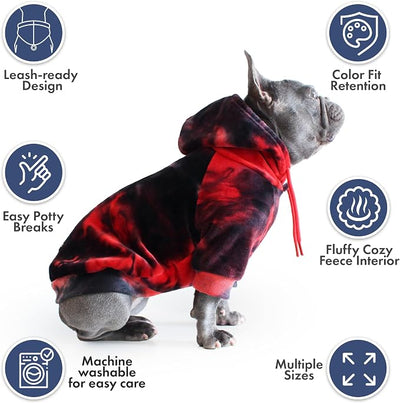 Spark Paws Dog Hoodie – Premium Dog Sweater for Small, Medium, and Large Dogs | Warm Outfits for French Bulldogs, Pitbull, Puppy, Winter Jacket Alternative - Red & Black - 3XL