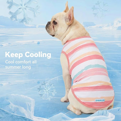 cyeollo 2pack Dog Cooling Shirt, Breathable Sleeveless Summer Clothes for Dogs, Intant Cool T Shirts for Small Dogs, Pink M