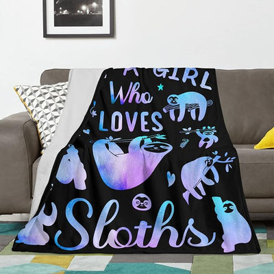 Sloth Gifts for Women Girls Boys, Cozy Soft Fleece Throw Blanket for Bed Couch Travel Car Seat, Birthday Gifts for Moms from Daughter Son Mothers Day Christmas, Room Home Decor 60" x 50"