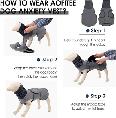 AOFITEE Dog Anxiety Vest, Thunder Jacket for Dogs Anxiety Extra-Large, Breathable Pet Calming Shirt for Fireworks, Thunder, Travel, Separation, Anti-Anxiety Pets Calming Vest with High Collar, XXL