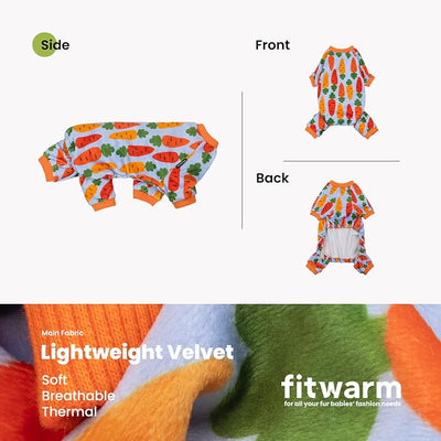 Fitwarm Carrot Dog Flecce Pajamas, Funny Easter Outfit for Small Dogs Boy Girl, Cute Pet Clothes, Blue, Orange, Red, Green, XS