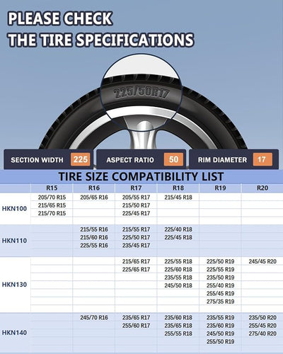 SCITOO HKN140 Snow Chains Quick Easy Installation,Tire Traction Chain for Car Pickup Trucks SUV,Adjustable Universal Emergency Thickening Tire Chains Width 235 245 255 275(16"17"18"19"20")- Set of 2