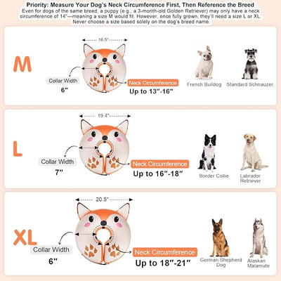 BEAUTYZOO Inflatable Dog Cone Collar Alternative After Surgery, Soft Donut Recovery E-Collar for Large & XL Dogs Girls Boys, Adjustable Pet Neck Cone to Stop Licking Wounds, XL