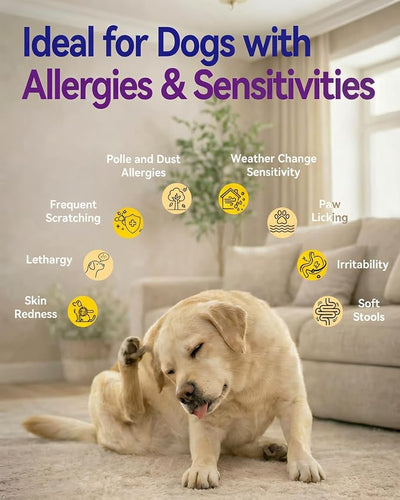 Dog Allergy Relief Chews with Quercetin,Colostrum,Bromelain& Probiotics, 120ct | Daily Allergy & Immune Support for Dogs, Supports Normal Histamine Response, Skin & Coat Comfort, Gut Health