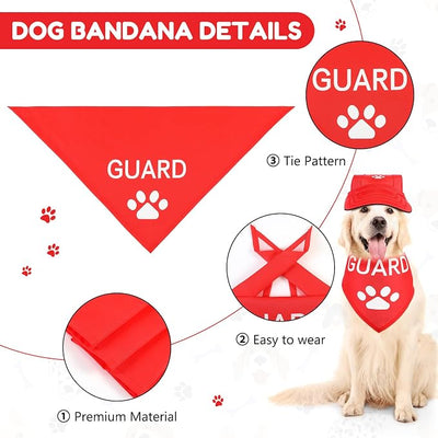 Geyoga Guard Pet Costume Set Dog Cosplay Clothes Outfit Accessories Include Baseball Hat and Dog Bandana for Pet Party Supplies(L)