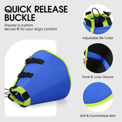 Dog Cone, Soft Cone for Dogs to Stop Licking, Dog E-Collar Alternative After Surgery for Medium Large Dogs, Pet Cones Collar for Wound Healing with Adjustable Buckle, Blue L
