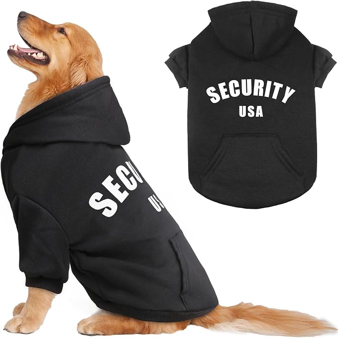 Dog Sweaters for Large Dogs,Security Dog Hoodie Warm Cozy Brushed Fleece Interior Pet Clothes Sweatshirt with Pocket Hoodie for Large Dogs(XXL)