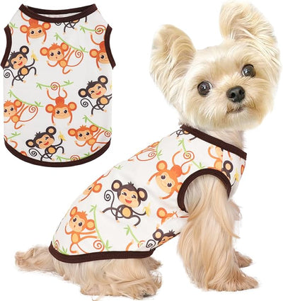 Dog Shirt Vest Dog Clothes for Small Dogs Boy Girl Stretchy Summer Puppy T-Shirts Soft Breathable Lightweight Puppy Sweatshirt Pet Cat Outfit (Monkey, Medium)