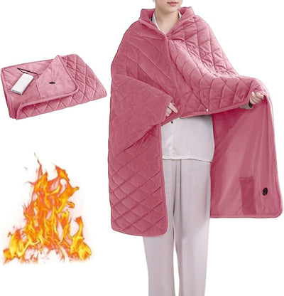Portable Heated Blanket Soft Warm Heated Lap Rechargeable Electric Throw for Camping Car Travel Use No Battery