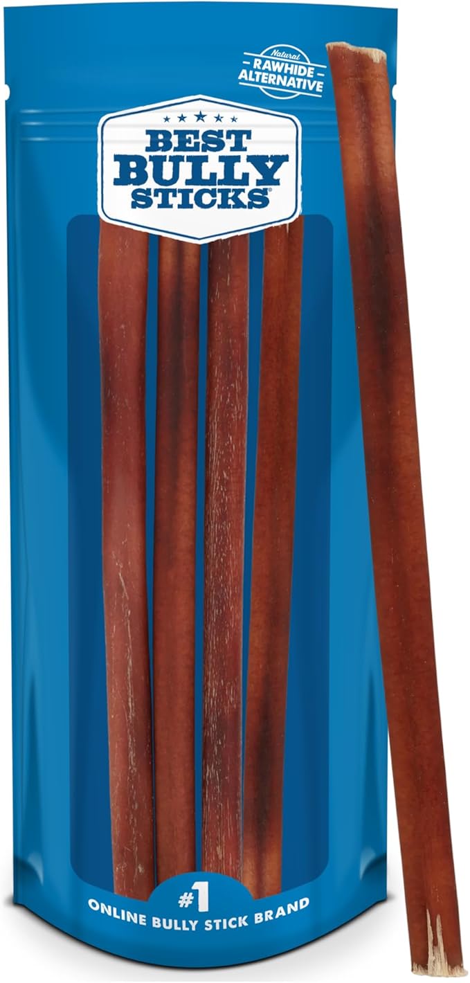 12 Inch Bully Sticks for Dogs - 8 oz (Pack of 1) - Natural Grass-Fed Dog Treats Large Breed, Grain and Rawhide-Free, Perfect for Medium or Large Canines