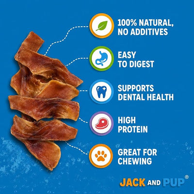 Jack&Pup Pig Ears Slivers (2Lb) - All Natural Single Ingredient Pork Strips Dog Treats, Excellent Rawhide Alternative, Dog Chews for Large and Small Dogs