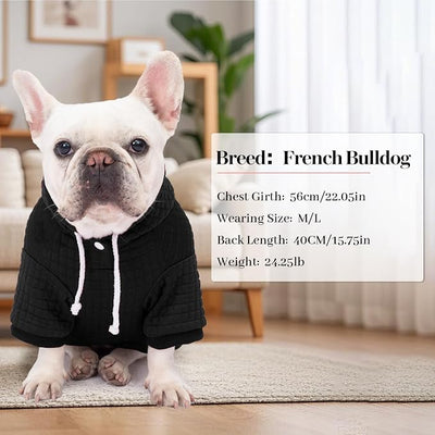 2 Pack Dog Hoodie Sweaters for Small Medium Dogs Warm Dog Clothes for Large Dogs Soft Waffle-Like Laminated Sweatshirt Bulldog (Black+Grey, 3XL (Back: 29.5",Chest: 36.5", Neck: 27"))