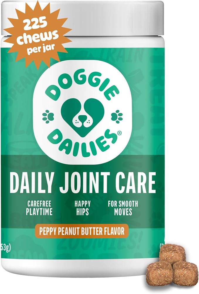 Hip and Joint Supplement for Dogs, Glucosamine Chondroitin, Premium Hip and Joint Chews for Dogs All Breeds & Sizes, Dog Vitamins and Supplements, (Peanut Butter) 225 Chews