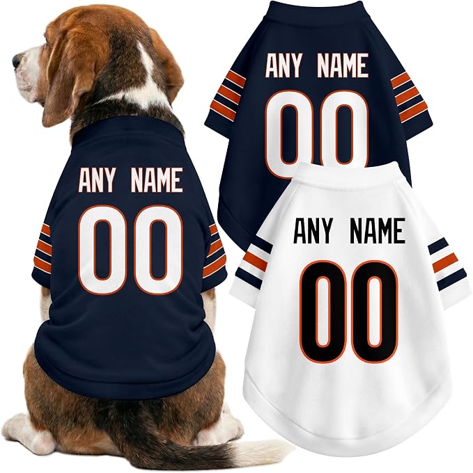 Chicago Dog Clothes Jersey Style Personalized Pet T Shirt with Custom Name Number for Small Medium Large Dogs