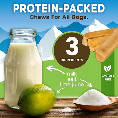 EcoKind Yak Cheese Himalayan Dog Chews, Yak Chews for Large Dogs, Long Lasting Bone for Aggressive Chewers, Only 3 Ingredients, Natural High Protein Dog Treats, No Additives, Lactose Free, Large - 20