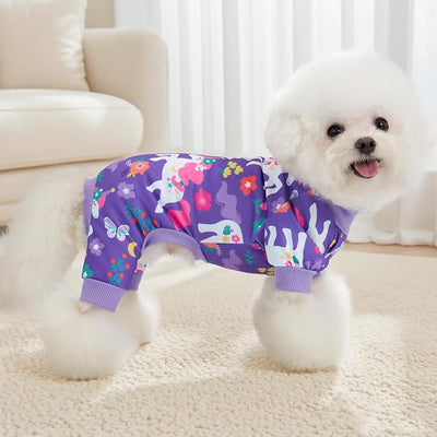 XPUDAC 4 Pieces Dog Pajamas for Small Medium Sized Dogs Stretchable Dog Pjs Soft Puppy Clothes Boy Girl Cats Pet Outfits, 2XL