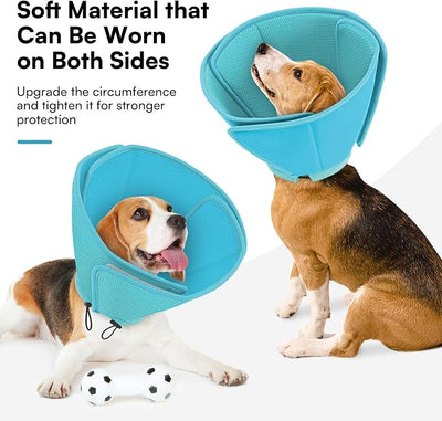 Queenmore Dog Cone,Soft Cone for Large Dogs After Surgery,Comfy Large Dogs Cones to Stop Licking, Adjustable Soft Dog Cones Collar, Elizabethan Pet E-Collar for Wound Healing,LightBlue,L