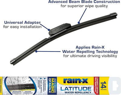 Rain-X 5079272-2 Repellency Water Repellent Wiper Blades, 14" Windshield Wiper, All Weather Streak-Free for Enhanced Visibility w/Water Repellency Formula (Pack of 5)