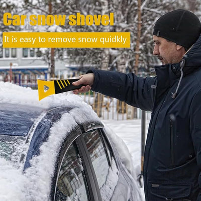 Ice Scraper for Car Windshield, 2PCS Plastic Handheld Vehicle Window Snow Frost LCE Remover Cleaning Freezer with Non-Slip Handle, Auto Freezer Shovel Defroster, Universal Fit (Yellow)