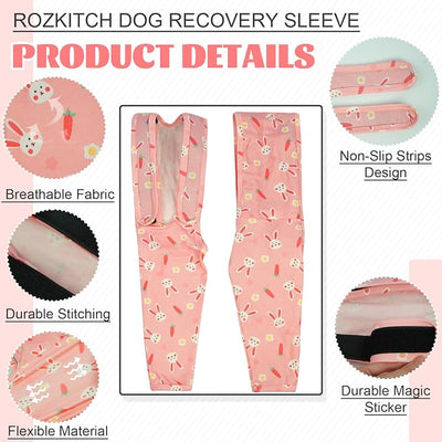 ROZKITCH Dog Leg Sleeve for Front Right Left Leg, Pet Prevent Licking Wound Elbow Knee Protector, Dog Recovery Suit Cone Collar Alternative for Sprain ACL CCL Arthritis Joint Care Rabbit XS