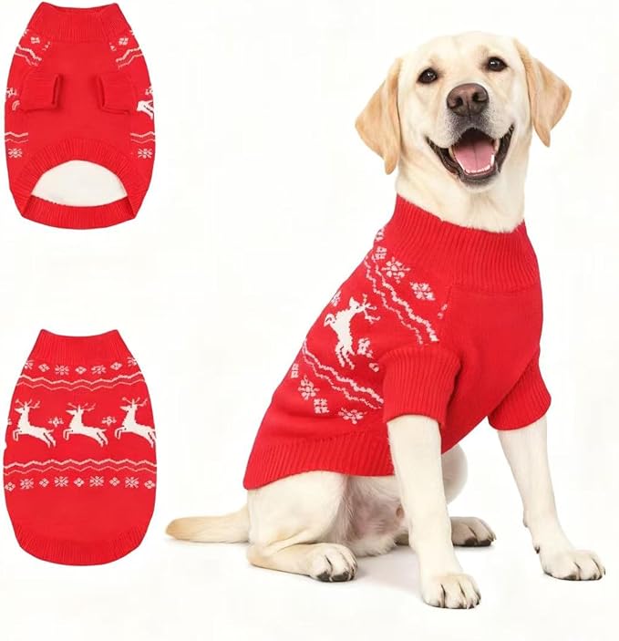Christmas Dog Sweaters for Small Medium Large Dogs Classic Turtleneck Holiday Xmas Pet Clothes Cozy Stretchy Sweater for Chihuahua, Bulldog, Dachshund, Pug X-Large