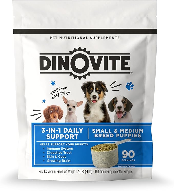 Probiotic Food Topper for Puppies, Digestive Health & Skin Support Formula with Omega-3s, Daily Puppy Wellness Supplement, 90 Servings