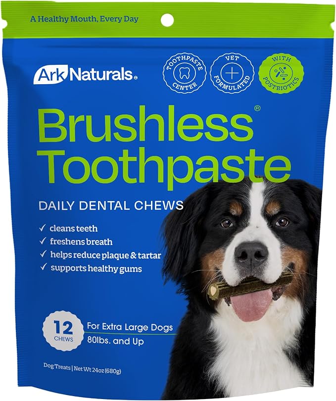 Brushless Toothpaste, Dog Dental Chews for Extra Large Breeds, Freshens Breath, Unique Texture Helps Reduce Plaque & Tartar, 24oz, 1 Pack
