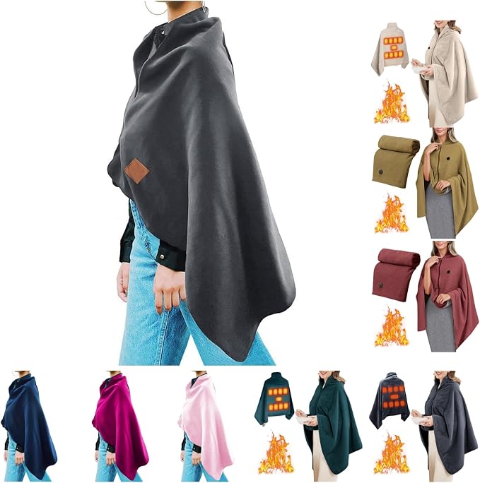 Heated Blanket Electric Throw Shawl Wraps for Women USB Powered Fast Heating Electric Blanket Zipper Fleece Warm Shawl